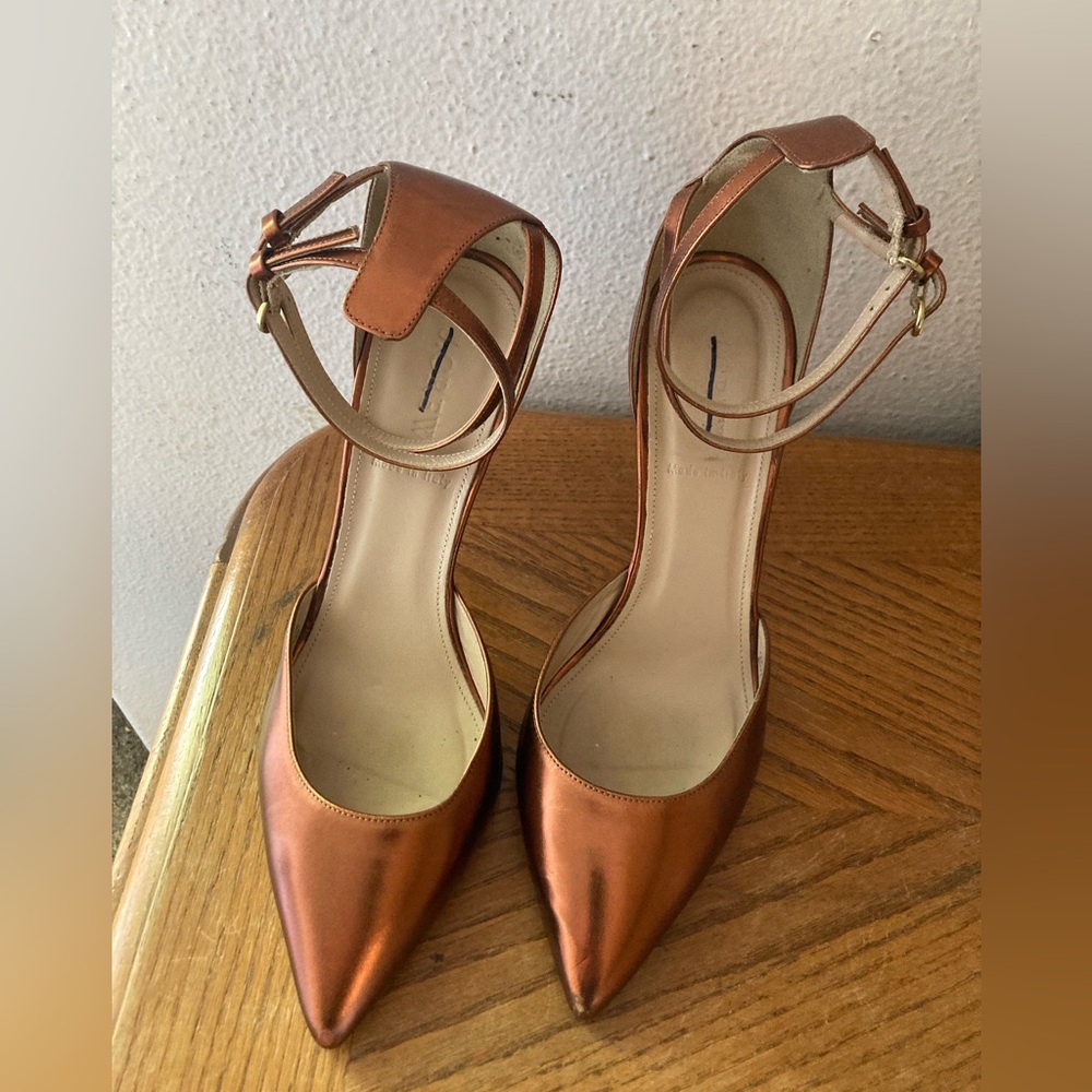 J. CREW Coppertone Metallic Heels With Dual Ankle Straps. Size 8.